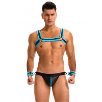 Мужской комплект с молнией на трусах и открытым доступом Star Night с портупеей и наручниками, XL