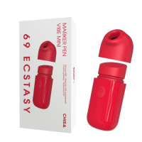 Мини вибратор Chisa 69 ECSTASY Marker Pen с вакуумной стимуляцией клитора, красный