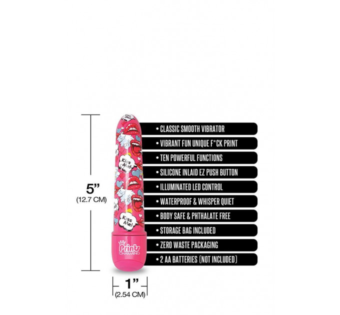 Мини-вибратор Global Novelties Prints Charming Pop Tease с ярким принтом, разноцветный