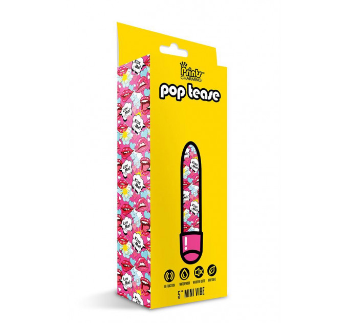 Мини-вибратор Global Novelties Prints Charming Pop Tease с ярким принтом, разноцветный