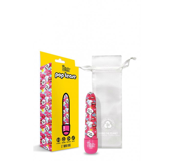Мини-вибратор Global Novelties Prints Charming Pop Tease с ярким принтом, разноцветный