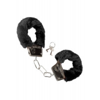 Наручники с мехом CalExotics с цепью, черные