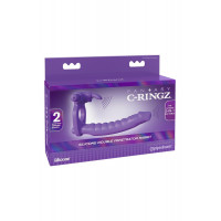 Насадка на член для двойного проникновения с вибрацией Pipedream, фиолетовая, 19.5 х 2.7 см