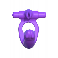Насадка на член для подвійного проникнення з вібрацією Pipedream, фіолетова, 19.5 х 2.7 см