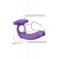 Насадка на член для подвійного проникнення з вібрацією Pipedream, фіолетова, 19.5 х 2.7 см