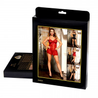 Пеньюар з трусиками Star Night з мереживом, чорний, XS-S