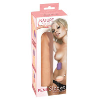 Реалістична насадка для збільшення члена Nature Skin із вібрацією, тілесна