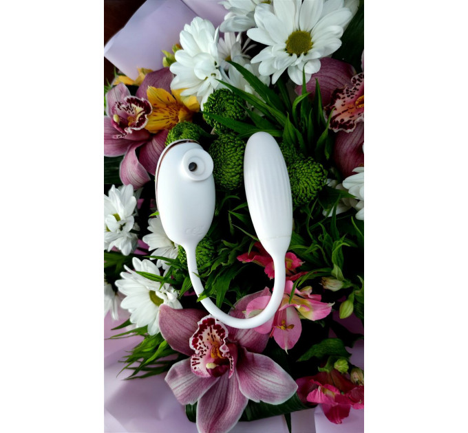 Вакуумный стимулятор с виброяйцом High End Suction Love Egg WHITE