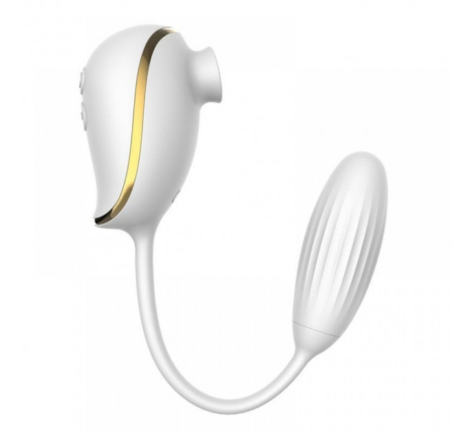 Вакуумный стимулятор с виброяйцом High End Suction Love Egg WHITE