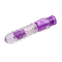 Вібратор прозорий з рельєфом Chisa Crystal Jellie Pleaser на батарейках, фіолетовий