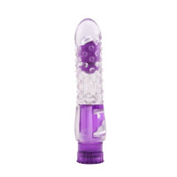 Вібратор прозорий з рельєфом Chisa Crystal Jellie Pleaser на батарейках, фіолетовий
