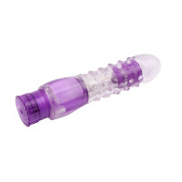Вібратор прозорий з рельєфом Chisa Crystal Jellie Pleaser на батарейках, фіолетовий