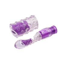 Вібратор прозорий з рельєфом Chisa Crystal Jellie Pleaser на батарейках, фіолетовий