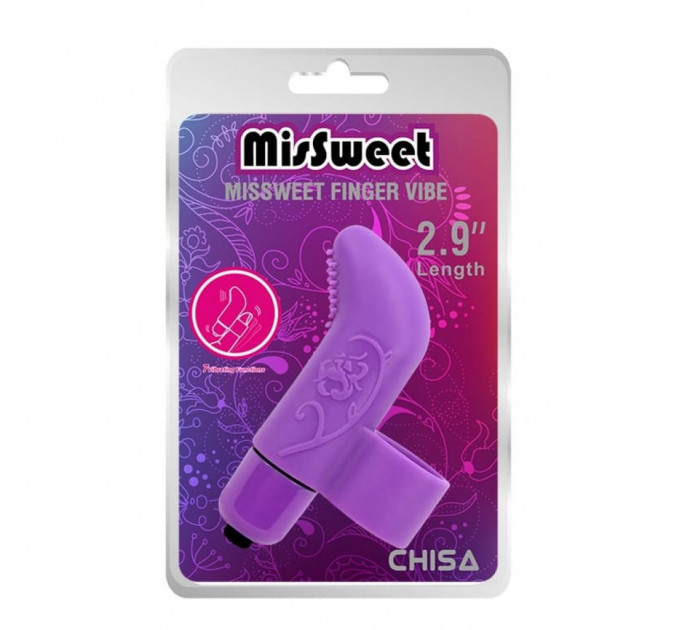 Вібратор для клітора на палець Chisa Mis Sweet Finger Vibe з рельєфом, фіолетовий