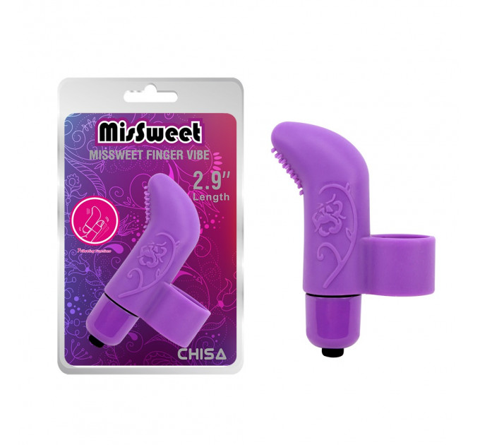 Вібратор для клітора на палець Chisa Mis Sweet Finger Vibe з рельєфом, фіолетовий