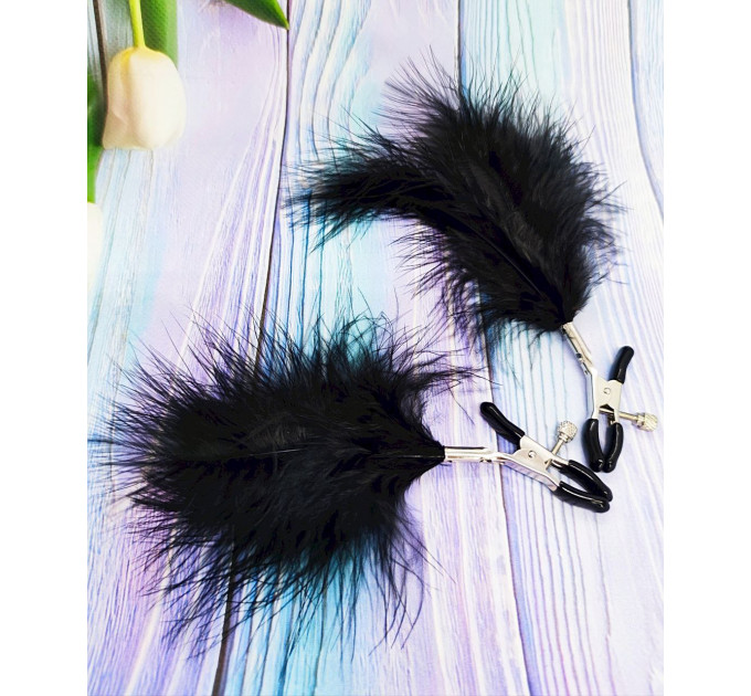 Зажимы на соски DS Fetish Nipple clamps metal feather black