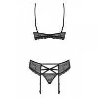 Комплект с поясом для чулок Obsessive 818-SEG-1 S/M