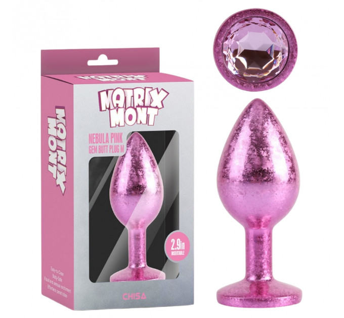 Анальна пробка рожева поталь CHISA MATRIX MONT з рожевим каменем, розмір M