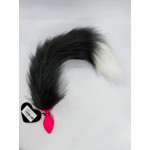 Анальная пробка S с хвостом DS Fetish Anal plug S pink silikone faux fur fox polyeste