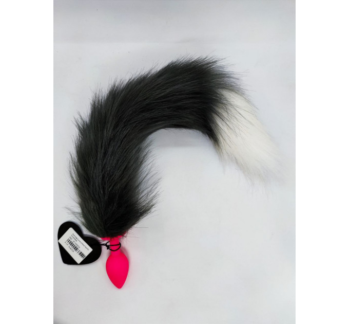 Анальная пробка S с хвостом DS Fetish Anal plug S pink silikone faux fur fox polyeste