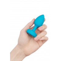 Анальная пробка с вибрацией и камнем B-Vibe - Vibrating Jewel Plug S/M, синяя