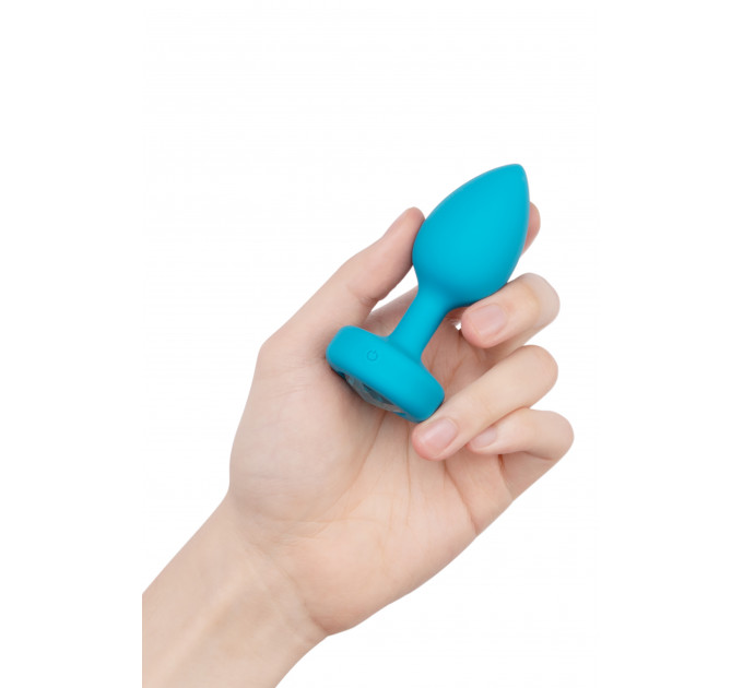 Анальна пробка з вібрацією та каменем B-Vibe - Vibrating Jewel Plug S/M, синя