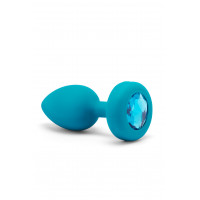 Анальная пробка с вибрацией и камнем B-Vibe - Vibrating Jewel Plug S/M, синяя