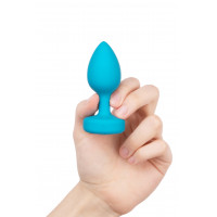 Анальная пробка с вибрацией и камнем B-Vibe - Vibrating Jewel Plug S/M, синяя