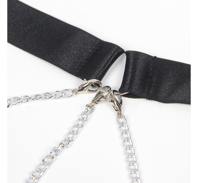 Боді напівпрозоре Star Night з доступом та ланцюжком, чорне, XS-S