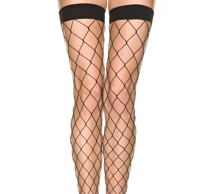 Чулки в большую сетку Music Legs, черные, One Size