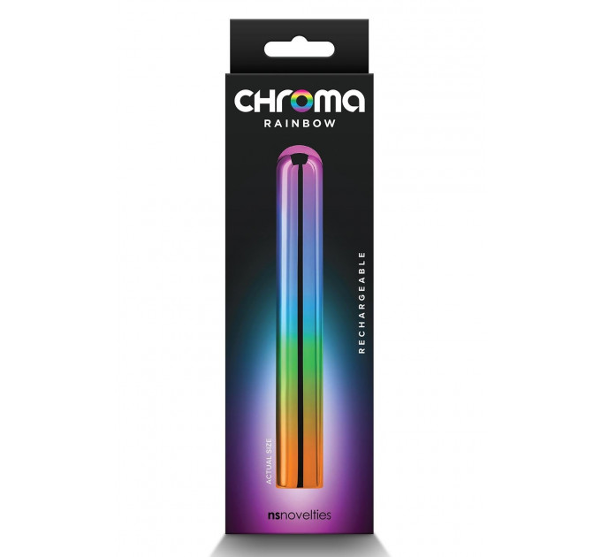 Элегантный хромированный вибратор NS Novelties Chroma Rainbow радужный, Large