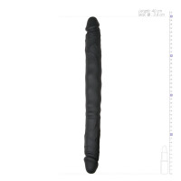 Двухсторонний реалистичный фаллоимитатор Easytoys, силиконовый, черный, 40 х 3.8 см
