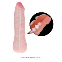 Фалоімітатор з хребтом Super Excitement Sextoy, без мошонки, бежевий, 16 см