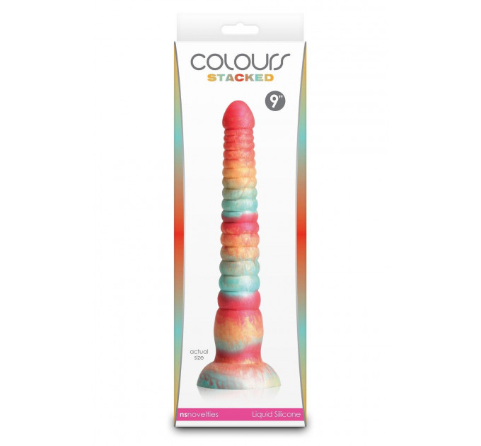 Фалоімітатор рельєфний NS Novelties Colours на присосці, різнокольоровий, 23 см
