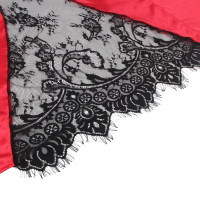 Халат з мереживною спинкою Star Night з поясом та стрінгами, червоно-чорний, XS-S