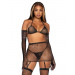 Комплект белья из сетки со стразами One Size Leg Avenue Rhinestone, черный