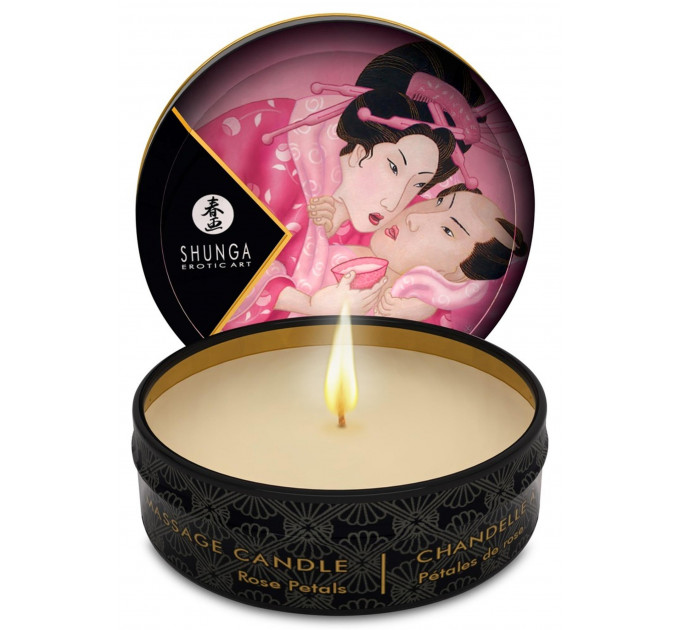 Масажна свічка Shunga Mini Massage Candle Roses з ароматом троянди, 30 мл