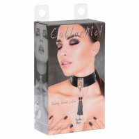 Ошейник широкий с подвеской-кисточкой Kinky Diva Collar Me!, черно-серебристый