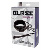 Нашийник з повідцем з фіолетовим тисненням Dream toys BLAZE Luxury Fetish на ланцюжку чорного кольору