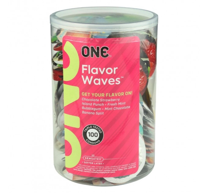 Набор презерватив 5шт оральный One FlavorWaves Коктейль ( Цена за 5 шт)