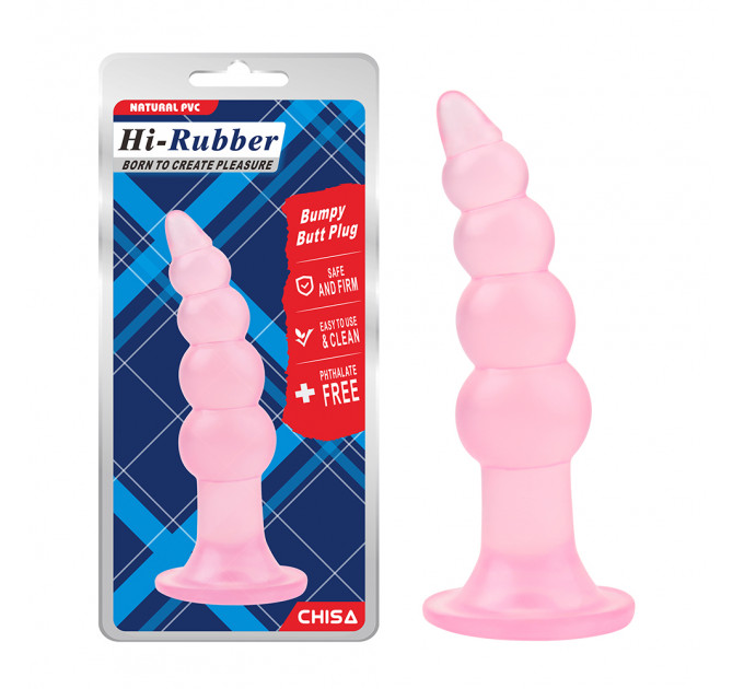 Рифленная анальная пробка Chisa Hi-Rubber Bumpy Butt Plug