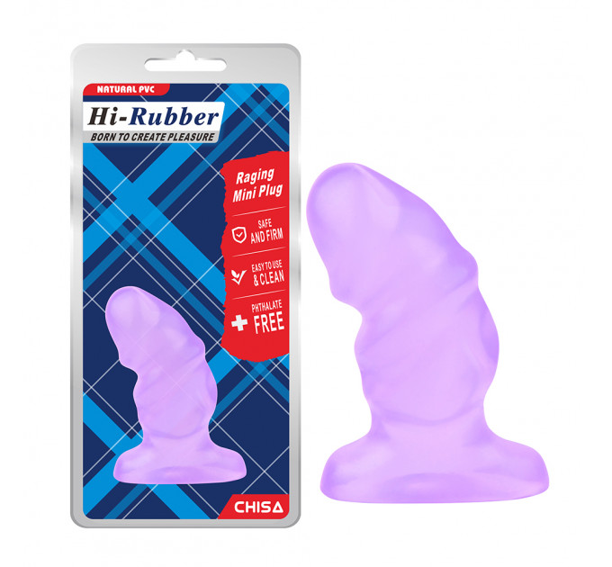 Рифлена анальна пробка Chisa Hi-Rubber Raging Mini Plug, фіолетова