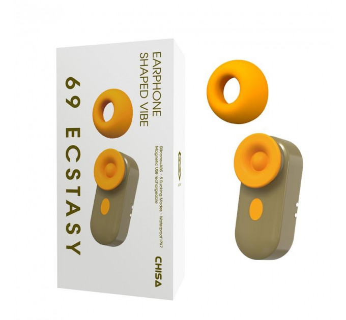 Вакуумний стимулятор у вигляді навушника Сhisa 69 ECSTASY сіро-помаранчевий