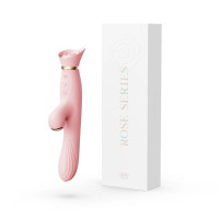 Вибратор с подогревом и вакуумной стимуляцией ZALO ROSE RABBIT PINK