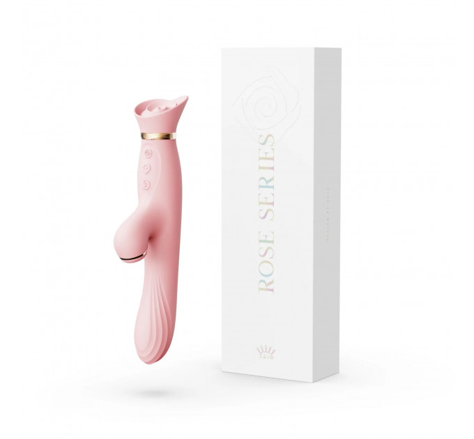 Вибратор с подогревом и вакуумной стимуляцией ZALO ROSE RABBIT PINK