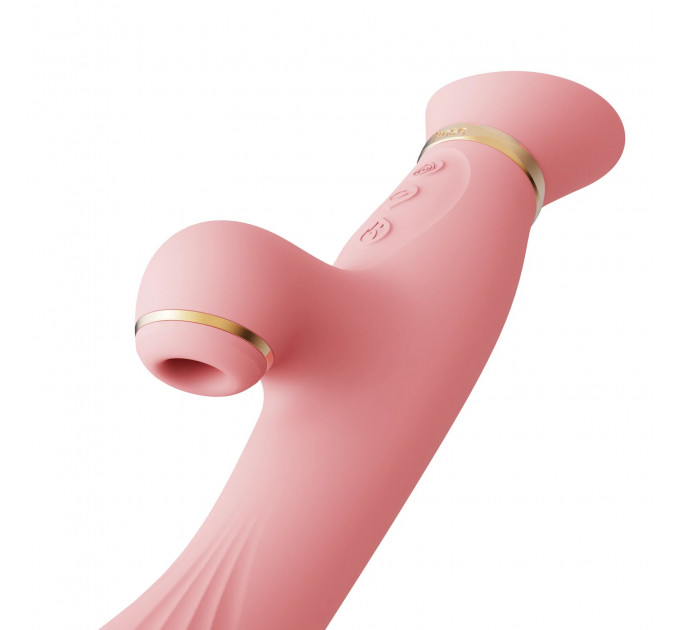Вибратор с подогревом и вакуумной стимуляцией ZALO ROSE RABBIT PINK