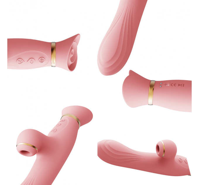 Вибратор с подогревом и вакуумной стимуляцией ZALO ROSE RABBIT PINK