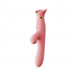 Вибратор с подогревом и вакуумной стимуляцией ZALO ROSE RABBIT PINK