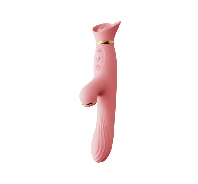 Вибратор с подогревом и вакуумной стимуляцией ZALO ROSE RABBIT PINK