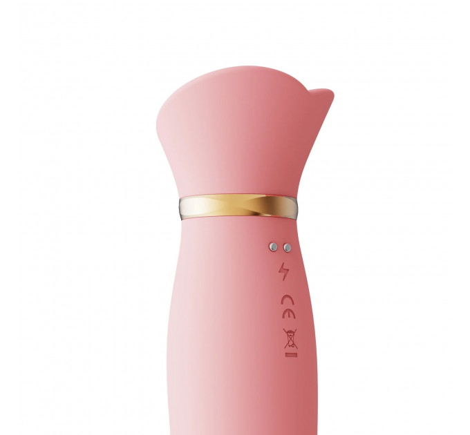 Вибратор с подогревом и вакуумной стимуляцией ZALO ROSE RABBIT PINK
